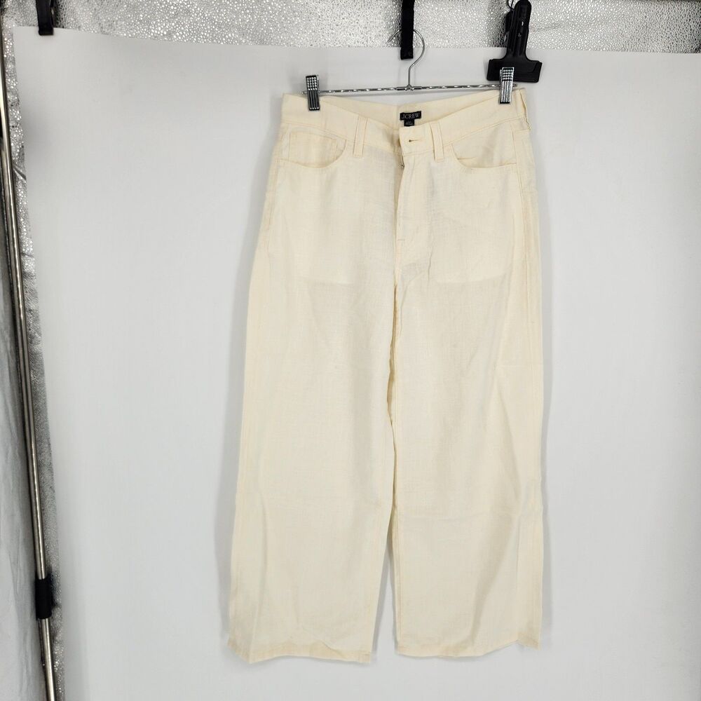 J CREW Women's Size P26 Ivory White Five Pocket Stretch Linen Blend Pants NWT